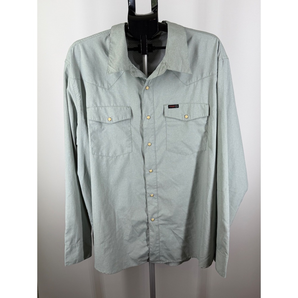 Wrangler ATG Mens XXL Sage Green Western‎ Snap Performance Shirt